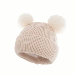 Children Warm Knitted Beanie <b>Hat</b> With 2 Pom Pom <b>Winter</b> <b>Hat</b> for Kids and Baby - Product Image 6