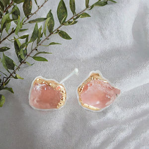 Pendientes de Botón Geométricos Vintage de Acero Inoxidable Chapado en Oro con Ágata para Aniversario - Product Image 3