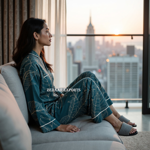 Conjunto de Pijama de Dos Piezas de Algodón para Mujer, Ropa de Dormir Suave, Personalizable y Sostenible para Verano, Otoño y Primavera, Estilo Casual y Elegante - Product Image 5