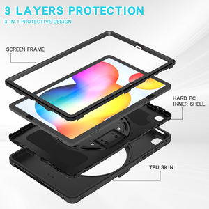 Étuis pour tablette robustes pour <span class=keywords><strong>Samsung</strong></span> <span class=keywords><strong>Galaxy</strong></span> <span class=keywords><strong>Tab</strong></span> <span class=keywords><strong>S6</strong></span> <span class=keywords><strong>Lite</strong></span> 10.4 ''P610 P615 porte-crayon PC Silicone souple antichoc béquille couvre - Product Image 4