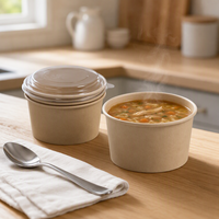 Vente en gros de bols en papier biodégradables, étanches, jetables, avec couvercles, de qualité alimentaire, avec logo personnalisé, contenants à emporter en kraft pour restaurant