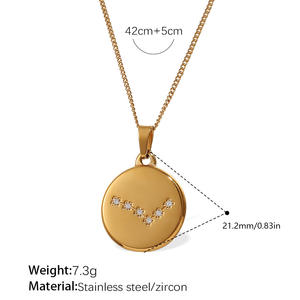 Collar de Acero Inoxidable con Circonita de 12 Constelaciones, Chapado en Oro de 18K, Joyería de Moda para Mujer, Venta al por Mayor - Product Image 6