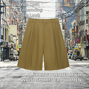 Shorts Bermuda Femme Nouvelle Collection Printemps 2026 – Respirants, Taille Haute Vintage, Poches, Style Décontracté - Product Image 2