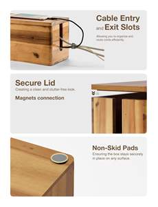 Boîte de rangement de câble de cache-bande de puissance boîte de gestion de câble en bois boîte de rangement de câble en bois <span class=keywords><strong>pour</strong></span> la gestion de cordon de dissimulation électrique - Product Image 3