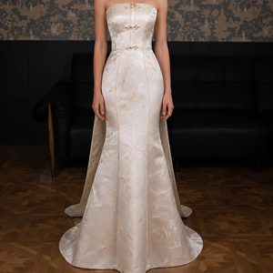 <span class=keywords><strong>Vestidos</strong></span> <span class=keywords><strong>para</strong></span> Invitadas <span class=keywords><strong>de</strong></span> Boda, Vestido <span class=keywords><strong>de</strong></span> Ceremonia <span class=keywords><strong>para</strong></span> <span class=keywords><strong>Madre</strong></span> <span class=keywords><strong>de</strong></span> <span class=keywords><strong>la</strong></span> <span class=keywords><strong>Novia</strong></span>, Vestido Formal <span class=keywords><strong>de</strong></span> Talla Grande con Jacquard Dorado Champán y Corte Sirena - Product Image 1