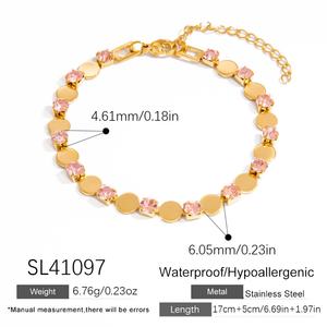 Colorful Patchwork Stainless Steel Bracelet with 18K Gold Electroplating Trendy Niche Design <b>Charm</b> Bracelets for Anniversaries - Product Image 6