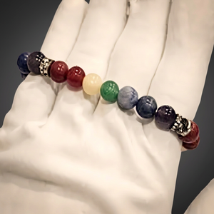 Bracelet Perlé 7 Chakras Naturel de Qualité Export, Classique Extensible Unisexe, Bijou Cadeau, Forme Boule, Pierre Précieuse Violette, Meilleure Qualité - Product Image 4