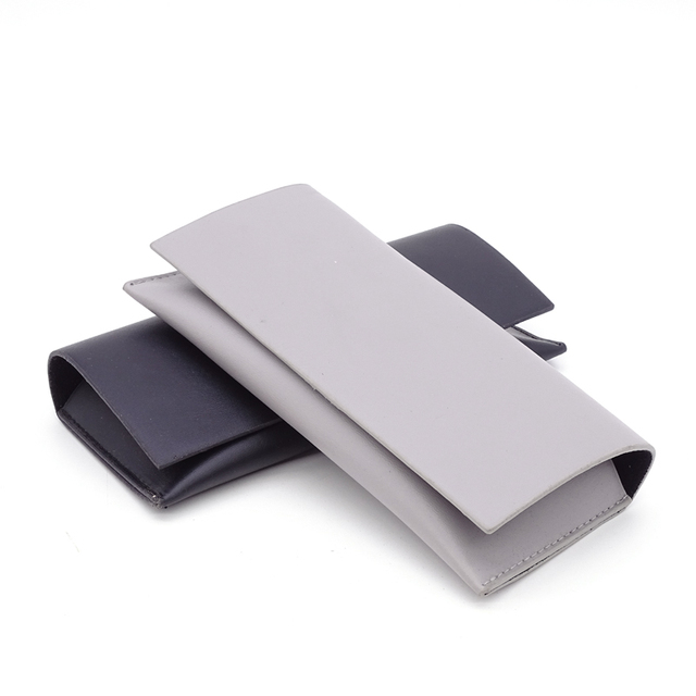 Factory Price Customized Wholesale Slim Handmade Leather Rectangle Folding Glasses Case Logo Print Hard Sunglasses Pouch for