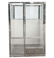 Cage pour chien en acier inoxydable avec porte en verre, couleur personnalisée, panneau latéral et dimensions sur mesure, cages et maisons pour animaux de compagnie