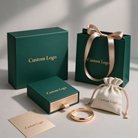 Coffret de luxe personnalisé avec logo, boîte à tiroir, poignée, ruban, sac cadeau en papier, boîte à bijoux en carton pour collier, boucles d'oreilles, bracelet