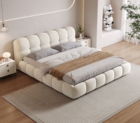 Lit Double King/Queen en Tissu High-Tech au Design Minimaliste Moderne, Rembourré, 1,8m/1,5m pour Chambre à Coucher à Usage Domestique