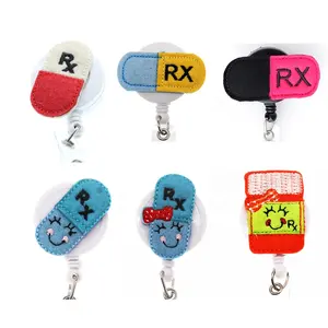 Bürobedarf Medizinische Filz pille Medikamente Krankens ch wester RX Pharmacy Retract able ID Card Badge Holder Pull Reel