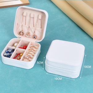 Wholesale Custom Logo Portable PU Jewelry Packaging Box <b>Ring</b> Earrings Necklace Display <b>Storage</b> case Jewelry Box with Mirror - Product Image 2