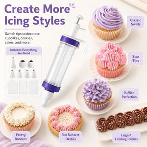 Kit de Decoración de Pasteles Dualshine con Dispensador de Jeringa, 7 Boquillas, 3 Espátulas, Herramienta para Glasear, Set para Decorar Cupcakes - Product Image 5