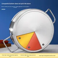 Panci Hot Pot Komersial Double-Boiler Stainless Steel Tanpa Lapisan Kapasitas Besar (4.1L-10L) Desain Las Laser Tidak Perlu Pemanas