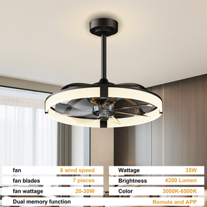 Sleek Circular <b>LED</b> <b>Ceiling</b> Fan with <b>Light</b> Smart <b>Dimmable</b> Fan Chandelier with Phone App & Remote for Home Indoor Use - Product Image 6