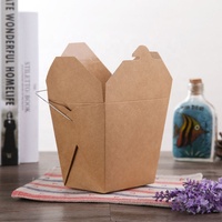 Boîtes à emporter en papier kraft brun de 26 oz avec poignée en fil de fer antirouille, résistantes aux fuites et à la graisse, pour sushis