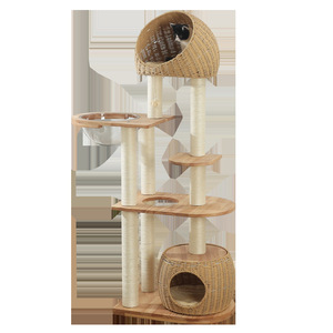 Massief houten grote kattenklimrek kattennest kattenboom geïntegreerd hoog model makkelijk te onderhouden Japans systeem sisal alle seizoenen - Product Image 5