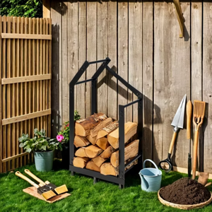 Porta Legna in Metallo Verniciato a Polvere per Interni, Supporto per Legna da Ardere per Caminetto - Product Image 1