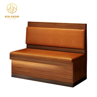 Mobilier moderne carré en bois d'orme marron en cuir pour café de restauration rapide table et chaise de stand de canapé pour restaurant