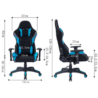 Chaise de jeu noire et bleue avec appui-tête et coussin lombaire Stock rentable pour le bureau ou les jeux Produit informatique