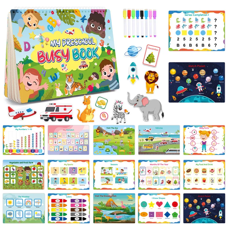 7 stil DIY macun sessiz kitaplar çocuk ilk meşgul kitap hayvan numaraları eşleştirme öğrenme eğitim için Montessori oyuncaklar bebek