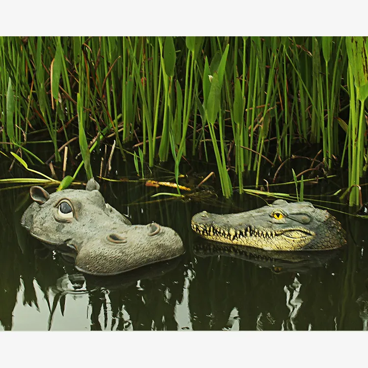 Resina personalizzata divertente decorazione per esterni grande simulazione vivida figurina animale giardino coccodrillo ippopotamo statua di squalo