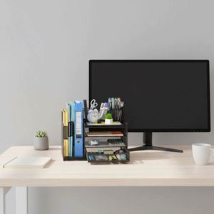 Desk Organizer with Mesh <b>File</b> Holder 4-Tier Office Supplies Desk Organizers and Accessories with Sliding <b>Drawers</b> & Pen Holder - Product Image 4