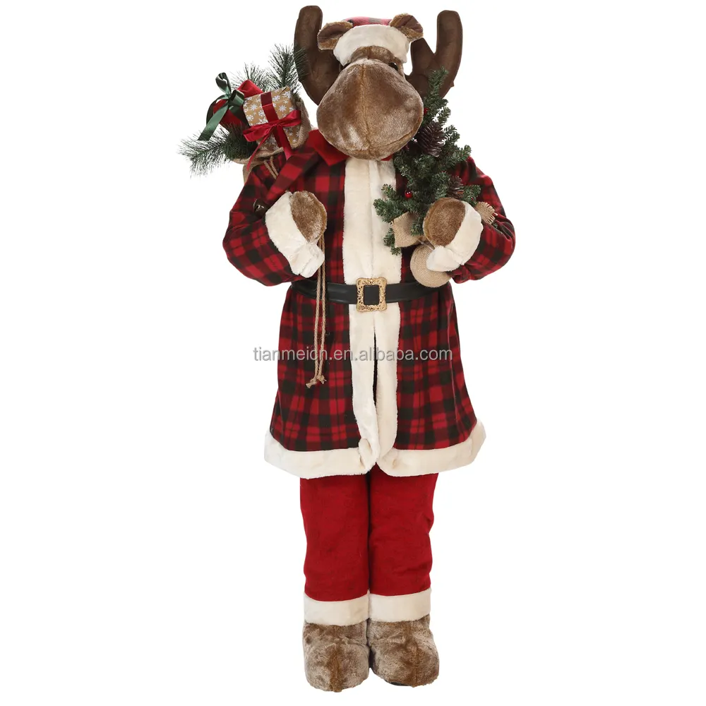Ornamental Decor 140cm Standing Santaclaus Christmas Figurine Ornaments Classical Holiday Decoration Collectible Custom Xmas Gifts Series Home