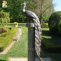 RELONG Vente chaude Prix d'usine Statue de paon en bronze grandeur nature Sculpture pour jardin extérieur Parc