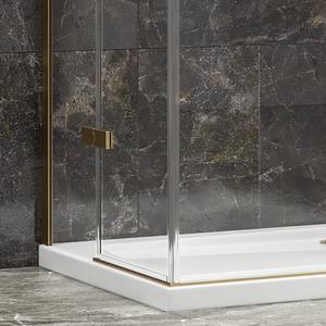 Kamalu KT1000G satinato oro doppia custodia doccia incernierata 80x100 porta in ottone senza cornice con stile aperto scorrevole in acciaio - Product Image 5