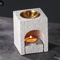 Brûleur d'encens carré en béton écologique, naturel et aromatique, durable, gris, pour huiles d'aromathérapie et fonte de cire, pour la maison