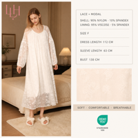 Robe de nuit longue pour femme en dentelle et modal, coupe ample, maxi, douce, respirante et confortable pour la nuit