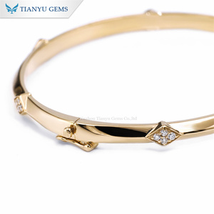 Tianyu Customized D VVS Round Cut Moissanite Diamond Bracelet Women 10K 14K 18K <strong>Solid</strong> <strong>Gold</strong> Charming Bracelet <strong>Bangles</strong> - Product Image 2