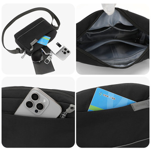 Nouveau sac de poitrine mini sport multifonctionnel de qualité avec fermeture éclair, petit sac bandoulière avec trou pour écouteurs, en polyester, logo personnalisé - Product Image 6