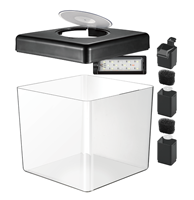 Kit d'aquarium de bureau carré en plastique avec couvercle, lumière LED, filtre, tout en un, avec pompe intégrée, ensemble d'aquarium nano pour betta