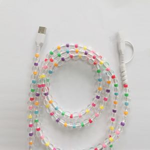 2-in-1透明真珠データケーブル手作りビーズ1対2カラフルビーズ充電ケーブルカービーズカスタマイズ - Product Image 3