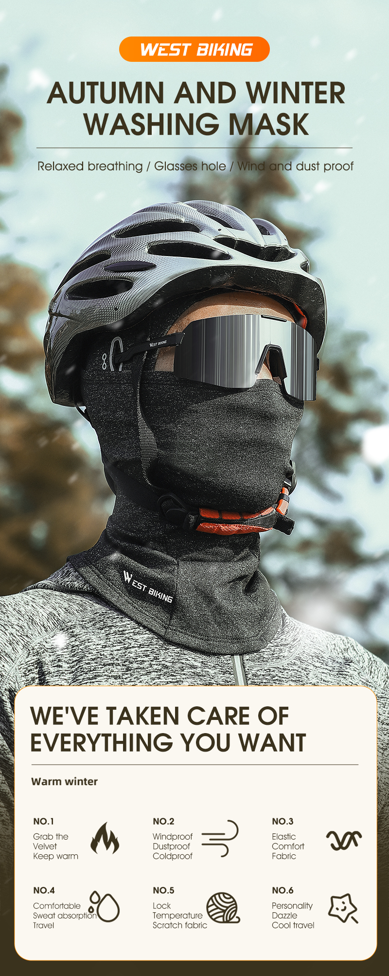 WEST BIKING – masque facial thermique magnétique, cagoule polaire d'hiver, chauffe-cou, écharpe respirante, cyclisme, randonnée, ski, couvre-chef chaud  18