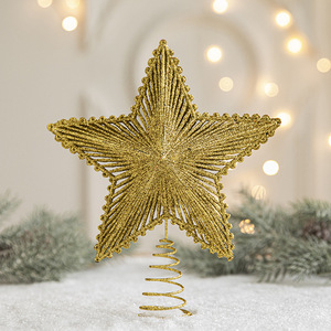 Décoration <span class=keywords><strong>de</strong></span> sommet d'arbre <span class=keywords><strong>de</strong></span> Noël en fer <span class=keywords><strong>de</strong></span> haute qualité, écologique, minimaliste moderne, étoile à cinq branches avec paillettes - Product Image 4