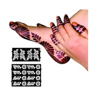 Pochoir Adhésif Temporaire Anti-Transpiration pour Tatouage au Henné Corporel – Motifs Floraux CF – Autocollants de Beauté pour Femmes