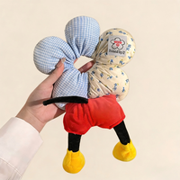 Mignonnes pinces à cheveux en peluche de souris Kawaii avec fleur, élastiques à pois et à carreaux, accessoires de mode pour cheveux