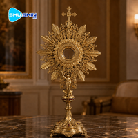 Statue d'ange en bronze coulé électrolytique patiné, monstrance, croix, décoration d'autel d'église, tabernacle religieux catholique pour la prière
