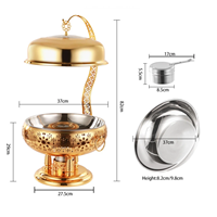 Plat de service de luxe doré 8L en acier inoxydable, style arabe moyen-oriental, pour buffet de restaurant et banquets de mariage
