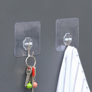 Transparent Adhesive Hooks Single Hook 0-1kg Plastic Wall Bathroom Kitchen Nail Free Traceless Creative Hooks - Product Image 2