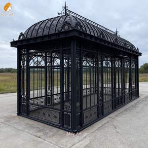 Serre de jardin extérieure MILY, grande serre <span class=keywords><strong>en</strong></span> métal et verre, gazebo <span class=keywords><strong>en</strong></span> <span class=keywords><strong>fer</strong></span> forgé - Product Image 5