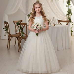 Style coréen dentelle fille robe de mariée maille colorée grande fille robes pour 12Y moelleux enfant anniversaire soirée robe de soirée - Product Image 3