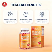 Gummies de glycinate de magnésium DEM en marque blanche 60 mg sans sucre, saveur framboise, 120 unités, pour l'humeur, la relaxation et le calme chez l'adulte, personnalisables