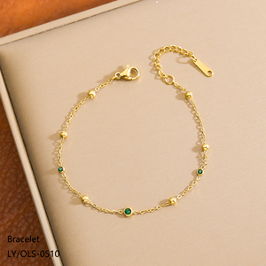 Hochwertiges Minimalistisches Anlaufbeständiges 18k Vergoldetes 304/316 Edelstahl Zirkon-Perlen Anhänger-Armband für Frauen Tägliches Tragen - Product Image 2
