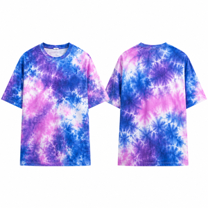Camiseta Tie Dye Unisex, Camiseta Extra Grande de Mezcla de Algodón con Estampado Gráfico Colorido, Estilo Urbano Informal, Manga Corta - Product Image 2
