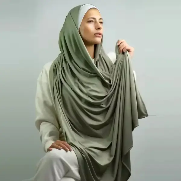 حجاب جيرسي قطني متميز موضة 2024 وشاح سادة من القطن